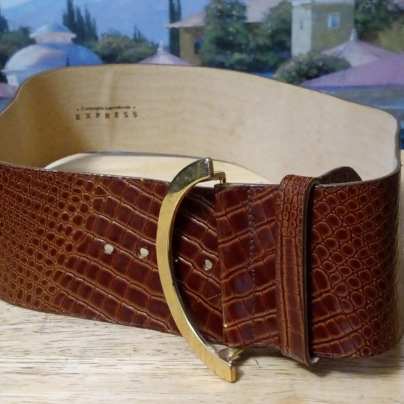 🇺🇸📿EXPRESS CROC STYLE LEATHER 🏩🎊 BELT MADE IN THE U.S.A. 3" WIDE. - Picture 9 of 14